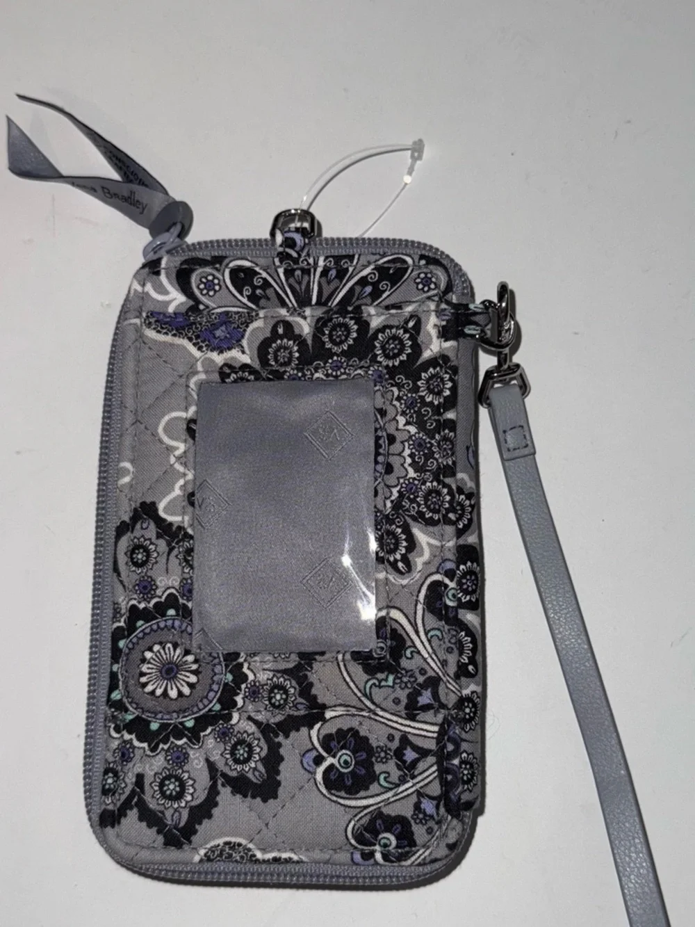 Vera Bradley Gray & Purple Floral Quilted Wristlet